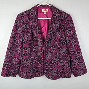 Talbots Women's Pink and Black Brocade  Fully Lined Hook and Eye Closure Size 18